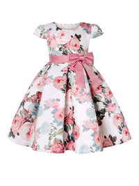 Vestido de Princesa Elegante para Niñas con Estampado Floral