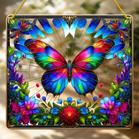 Mariposa Colgante de Vitral - Decoración para Hogar y Jardín