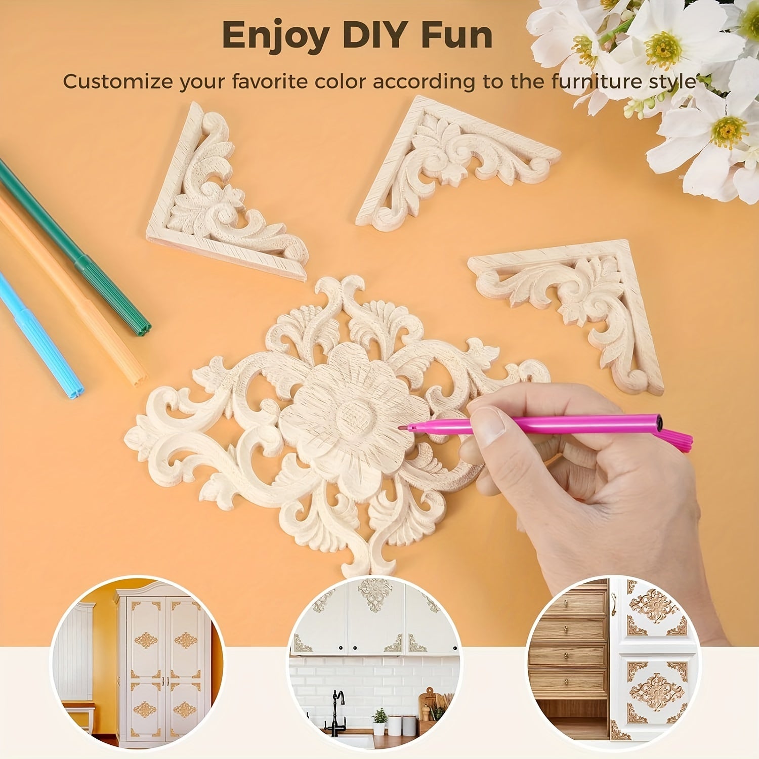 Set de 5 Apliques de Madera Contemporáneos – Decoración DIY