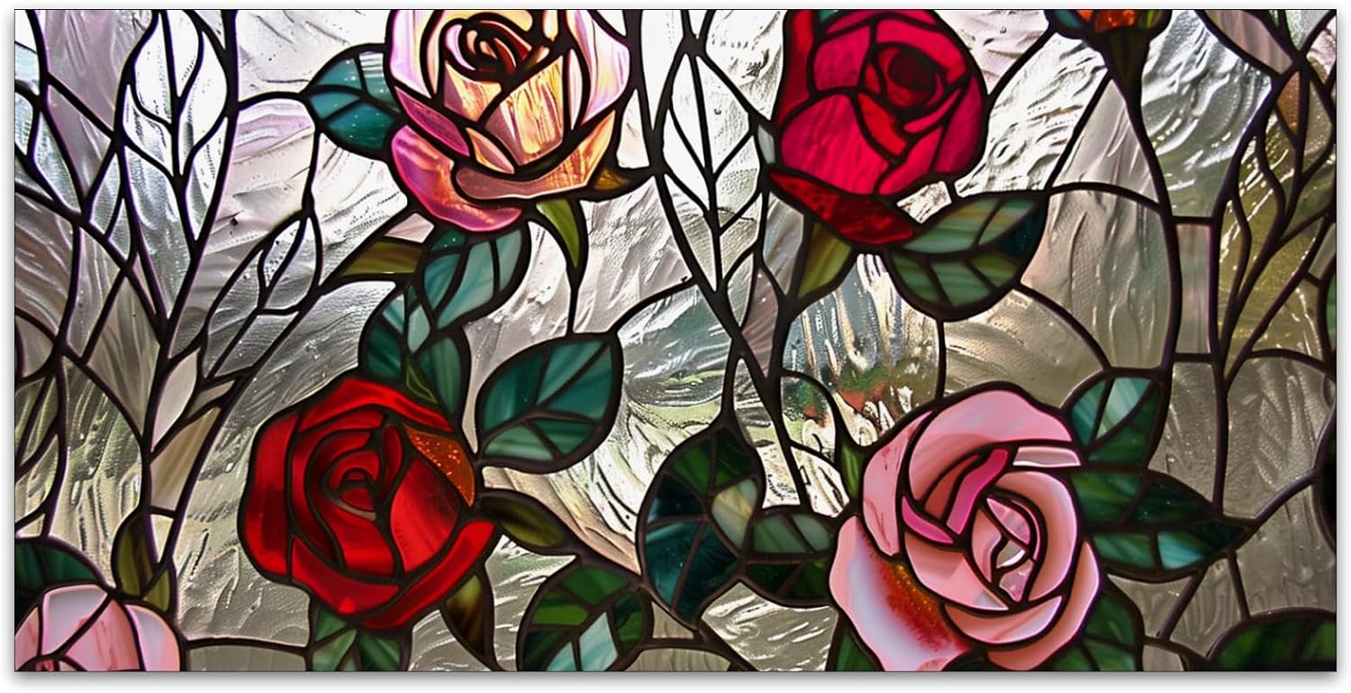 Tragaluz de Vitral con Rosas - Elegancia para Techos y Espacios Luminosos