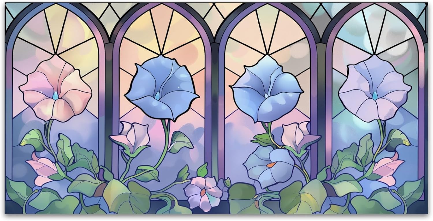 Tragaluz de Vitral con Arcos y Flores - Decoración Elegante para Techos