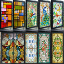 European Style Retro Glass Sticker Frosted Window Paper Window Tiffan Painted Film Retro Church Stained Glass  Window Film