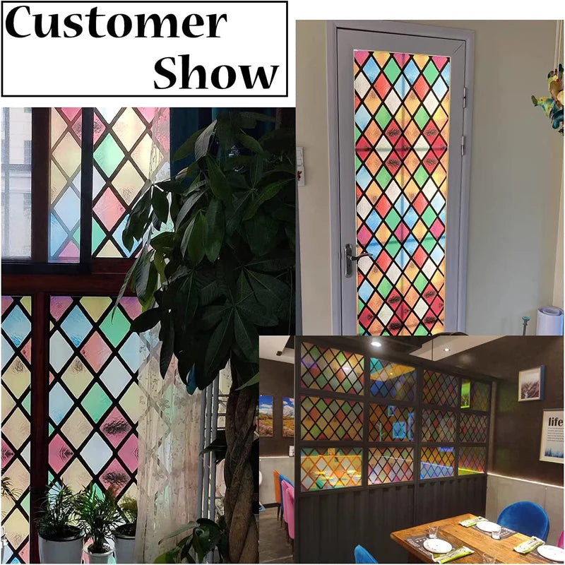 Custom size window film Glass films Stained European mosaics Church Translucent opaque static cling adhesive privacy stickers