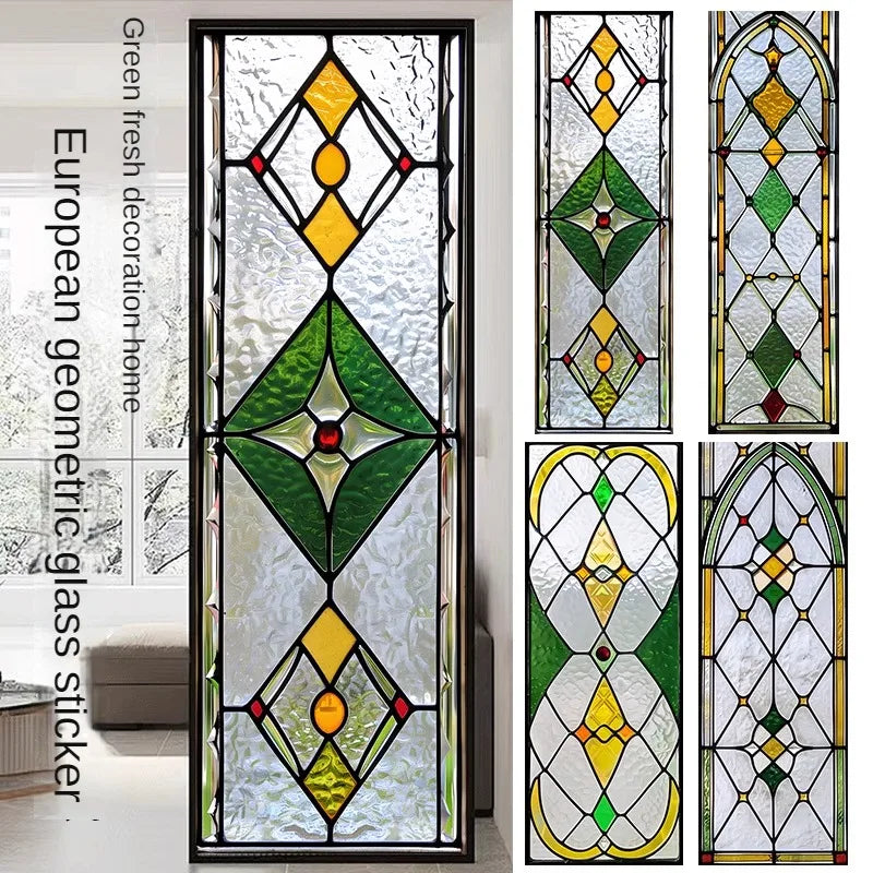 Stained Glass Film American Retro European Electrostatic Frosted Glass Sticker Window Film  Window Sticker  Stained Glass