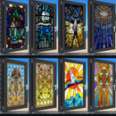 Window Film Stained Glass Stickers,Custom size Static Cling Church Style Privacy Films Door Sticker Kitchen Office Home Decor