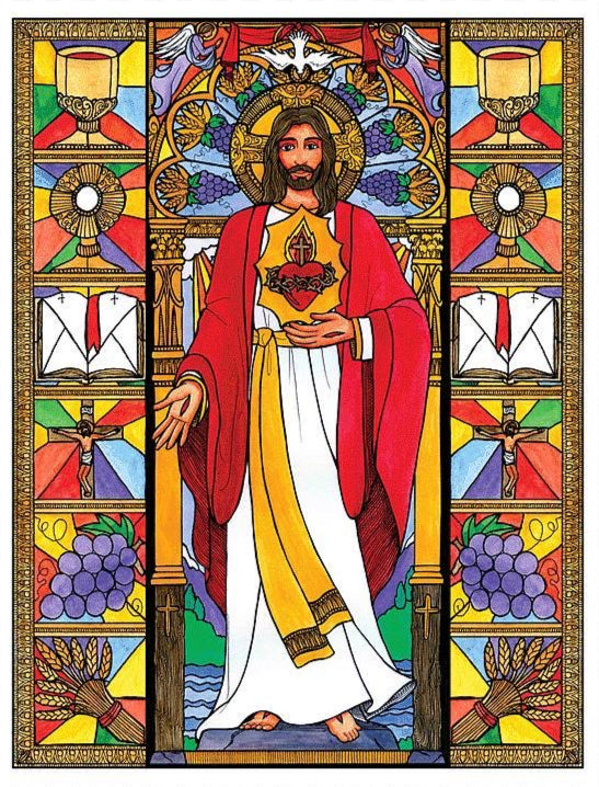 Vitral Religioso del Sagrado Corazón de Jesús - Fe y Devoción en Vidrio