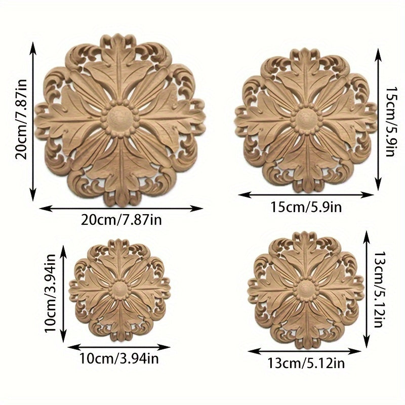 Aplique de Madera Tallado Floral – Ideal para Puertas, Gabinetes y Muebles