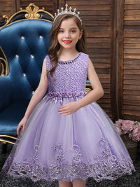 Vestido de princesa para niñas, sin mangas, bordado de flores, de tutú y malla de encaje, para fiesta, boda, niñas de flores para la noche. Ropa para niños