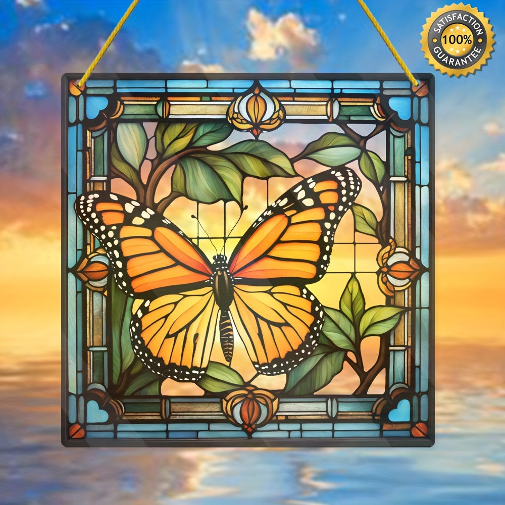 Vitral Colgante Mariposa Monarca - Decoración para Todo el Año