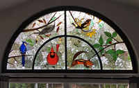 Vitral Media Luna con Diseño de Naturaleza - Arte Personalizado para Ventanas